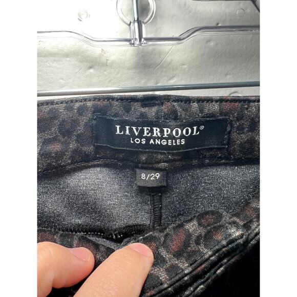 Liverpool cheetah print stretchy skinny jeans womens 8/29 punk boho chic rocker - Picture 2 of 6